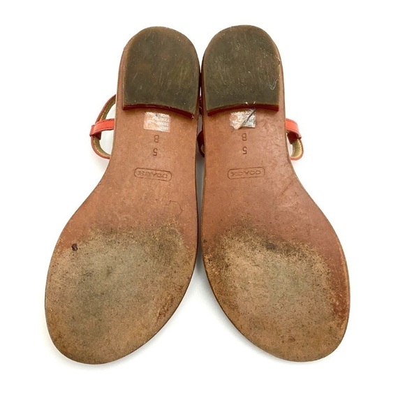 COACH Thong Sandals Sierra A8535 Flowers Orange Leather Sz 5B - Picture 8 of 8